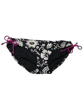 American Eagle Floral Bikini Bottom Size Small Black White Pink Drawstring Swim